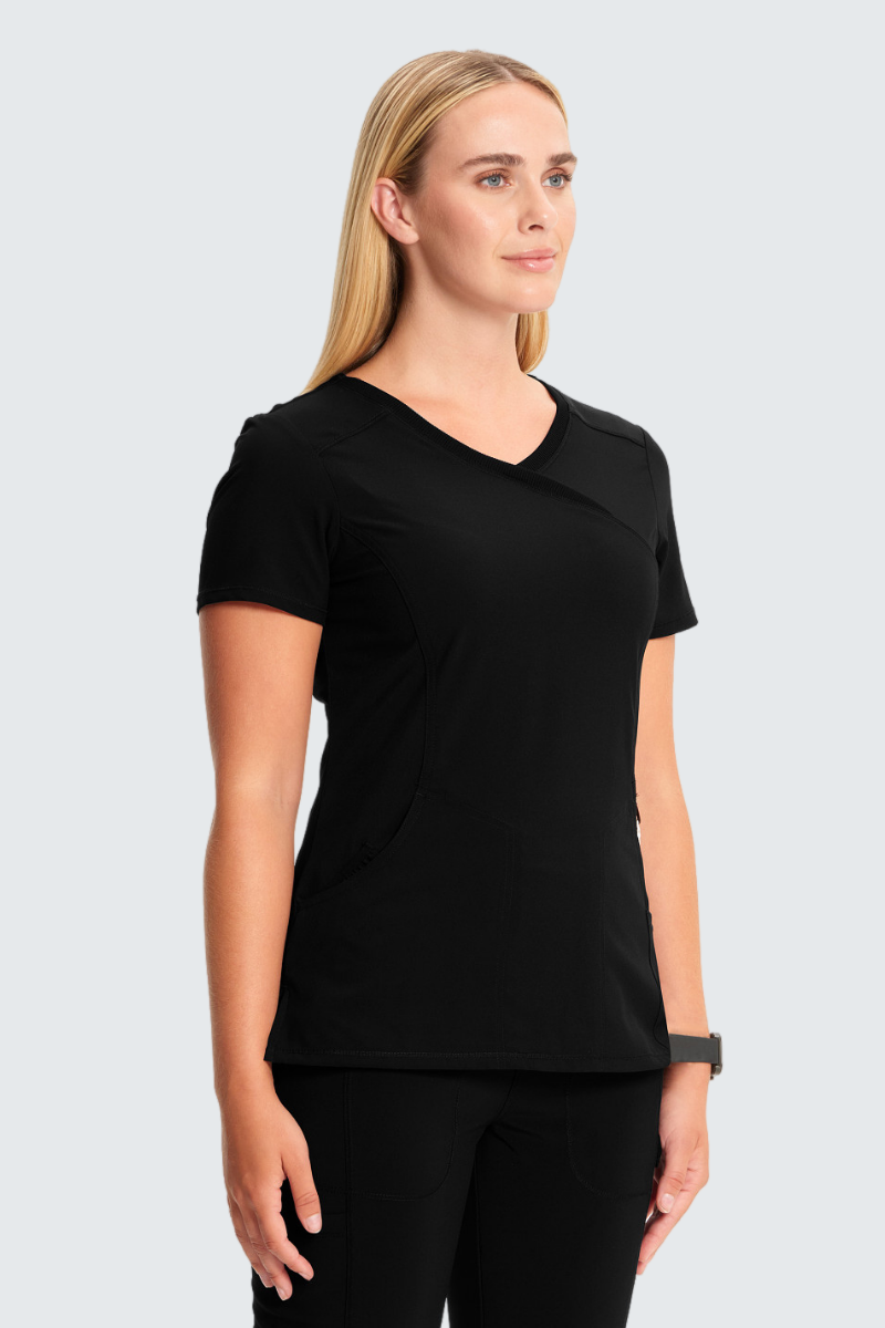 Cherokee Infinity Ladies Mock Wrap Top