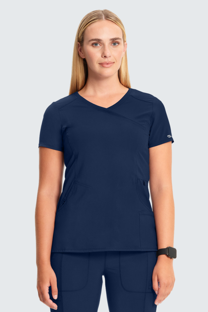 Cherokee Infinity Ladies Mock Wrap Top