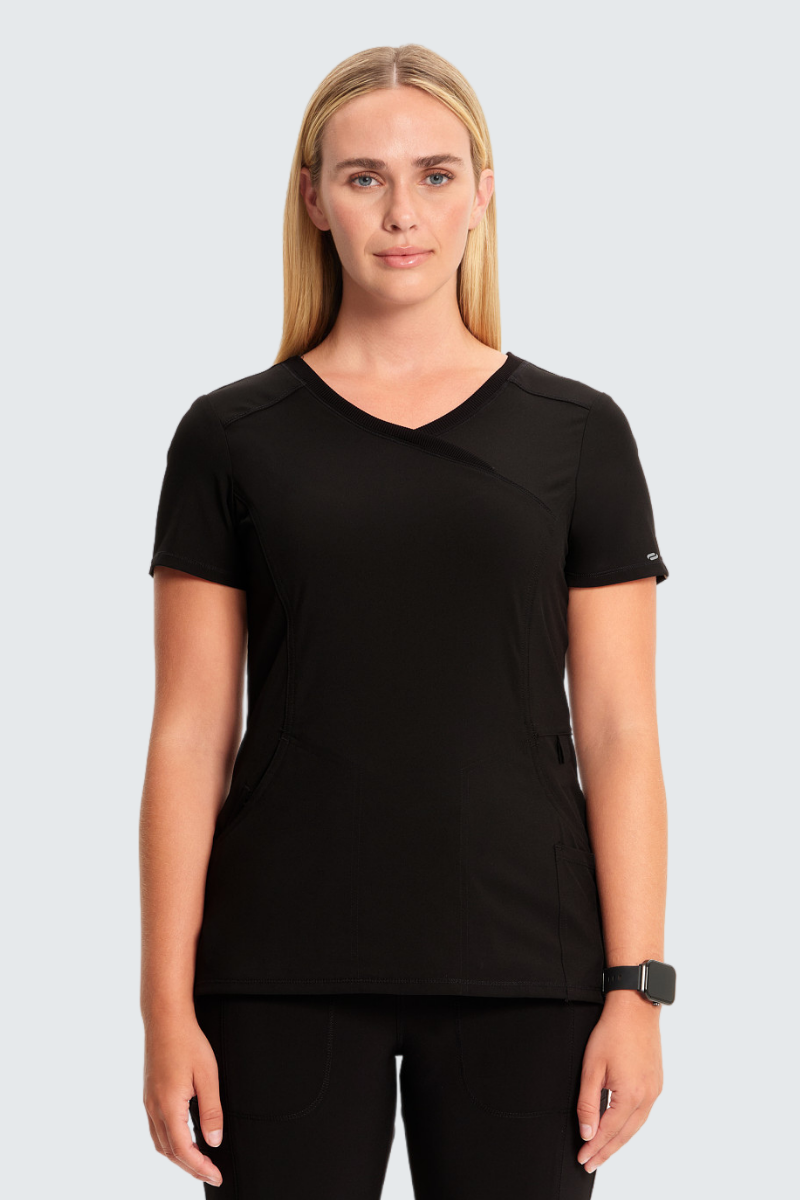 Cherokee Infinity Ladies Mock Wrap Top