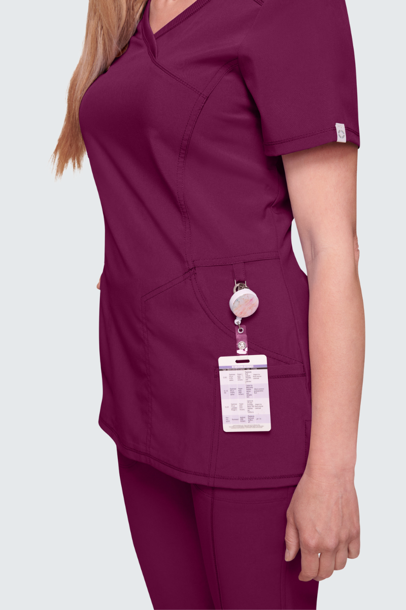 Cherokee Infinity Ladies Mock Wrap Top