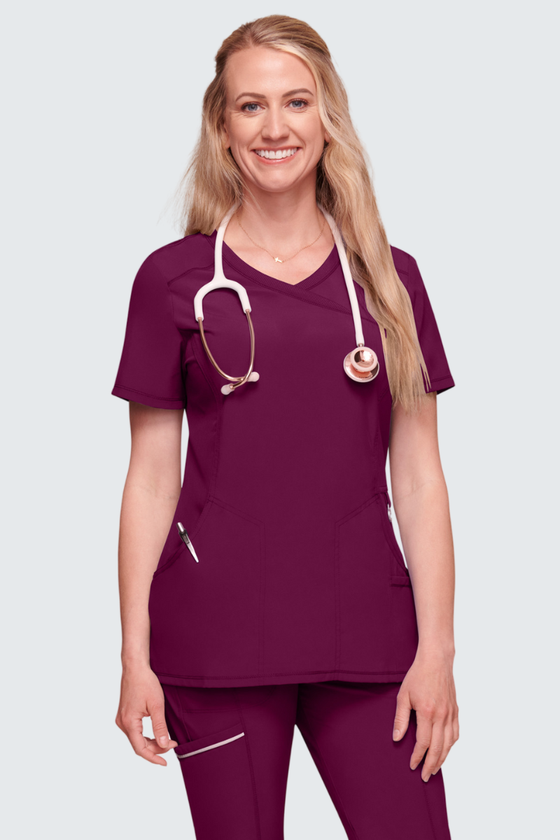 Cherokee Infinity Ladies Mock Wrap Top