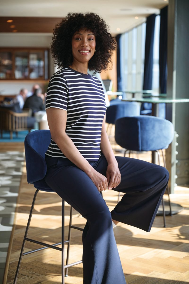 Katy Ladies Short Sleeve Breton Top