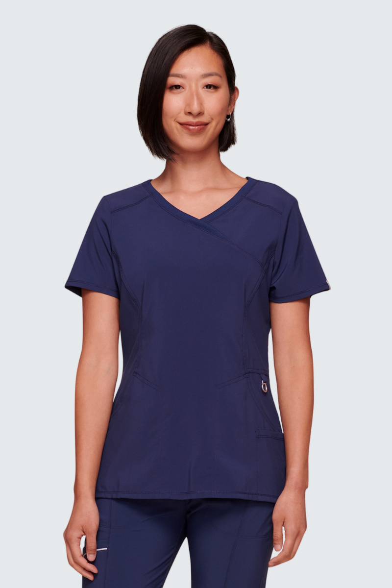 Cherokee Infinity Ladies Mock Wrap Top