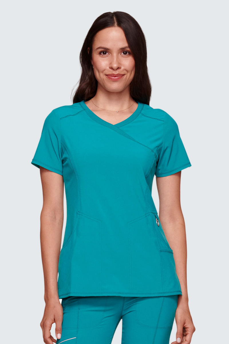 Cherokee Infinity Ladies Mock Wrap Top