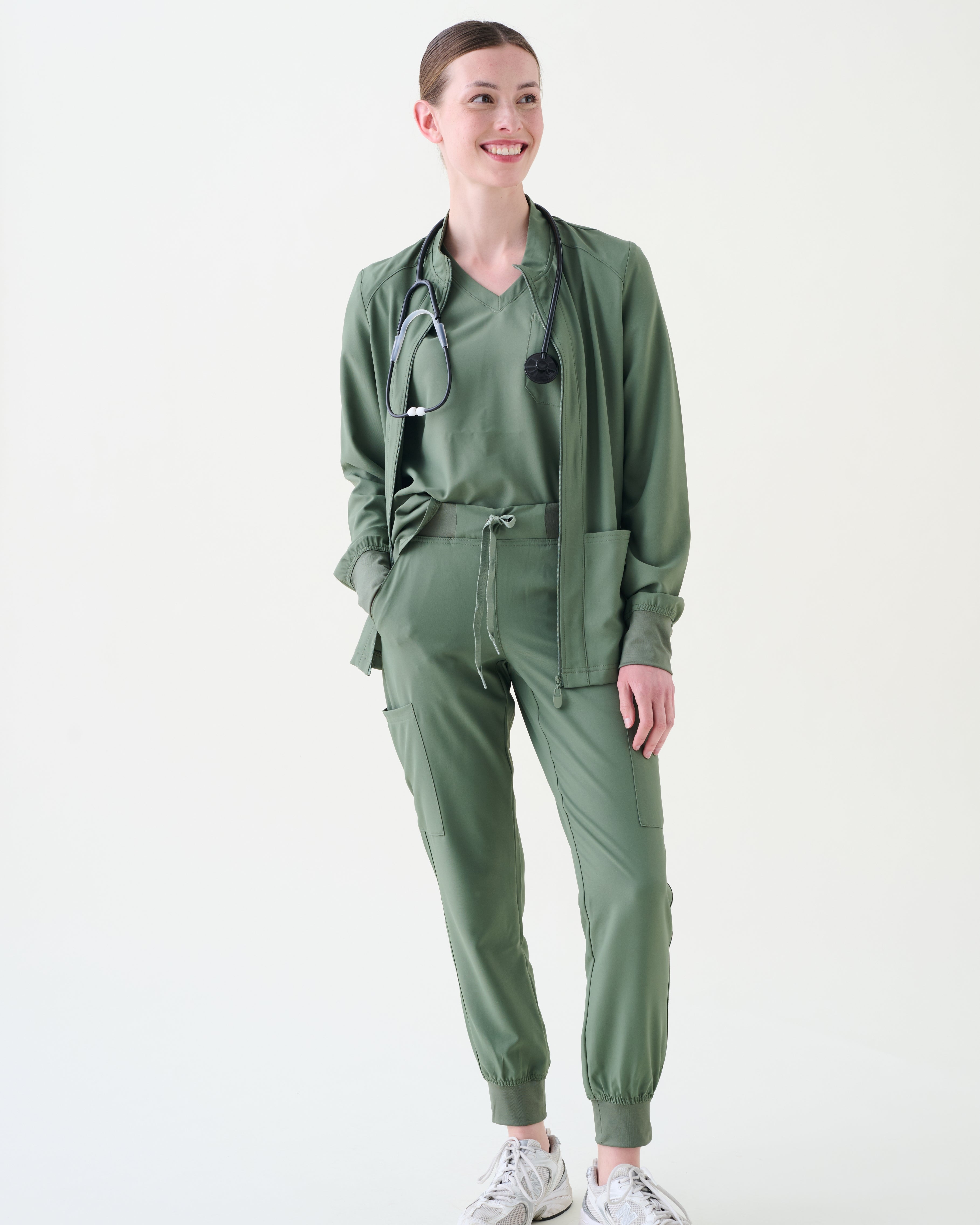 Med Couture Insight Zip Front Warm-Up with Shoulder Yokes