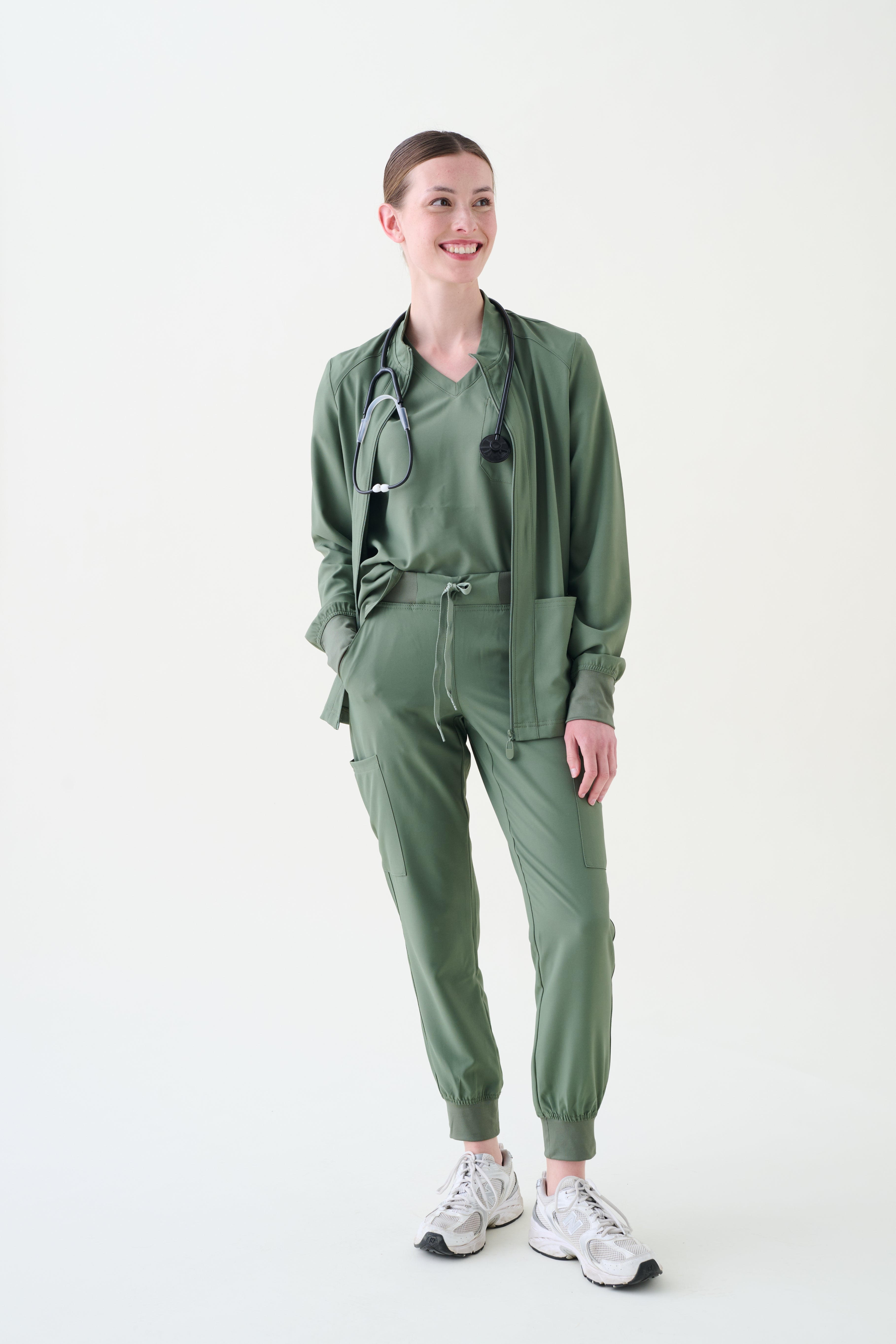 Med Couture Insight Zip Front Warm-Up with Shoulder Yokes
