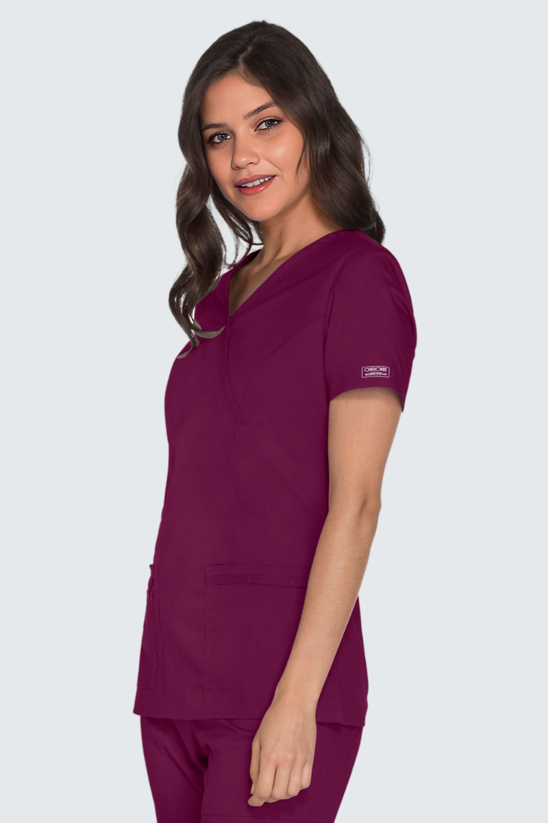 Cherokee Core Stretch Ladies Mock Wrap Top