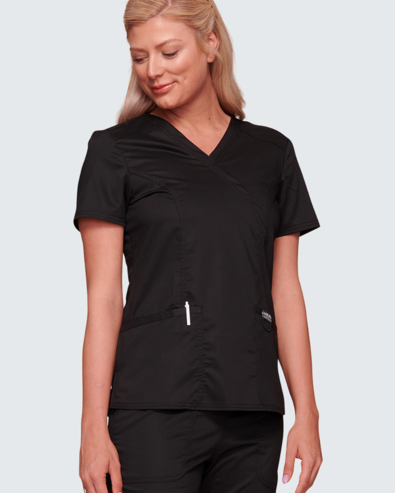 Cherokee Core Stretch Ladies Mock Wrap Top
