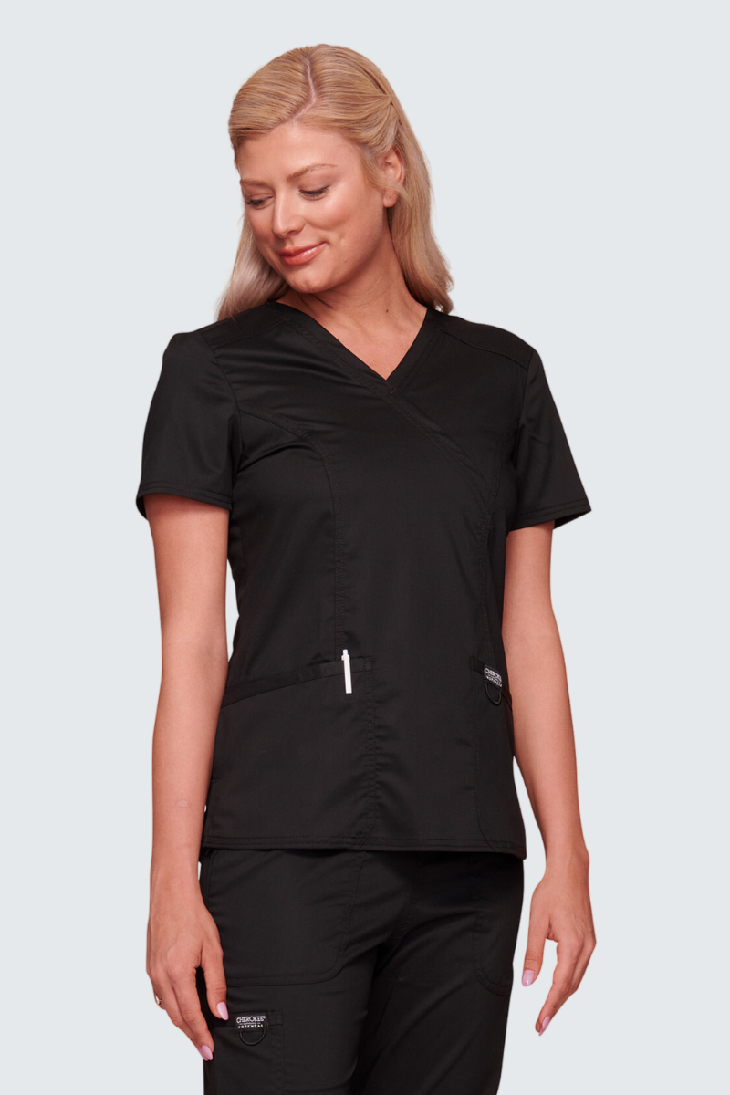 Cherokee Core Stretch Ladies Mock Wrap Top