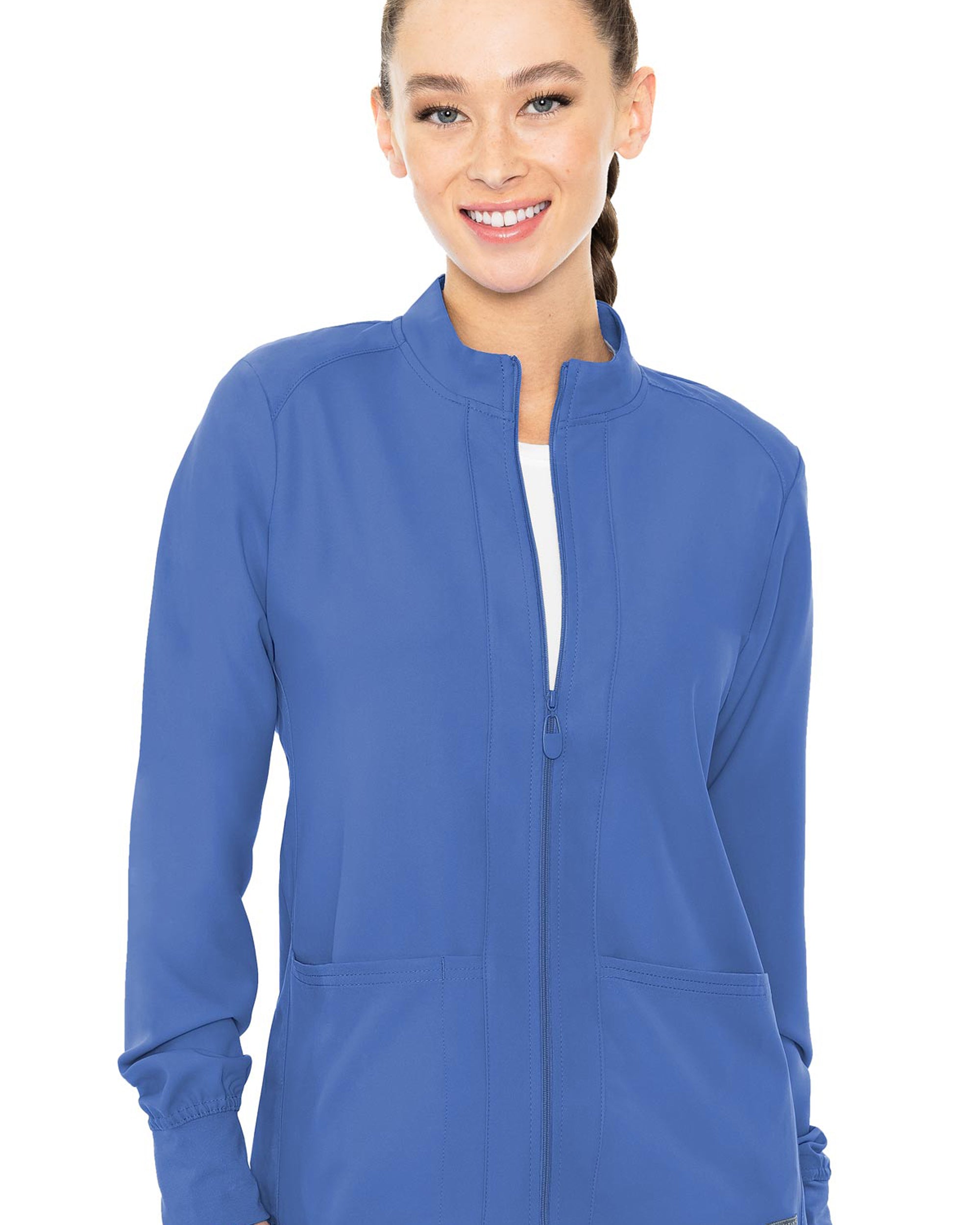 Med Couture Insight Zip Front Warm-Up with Shoulder Yokes
