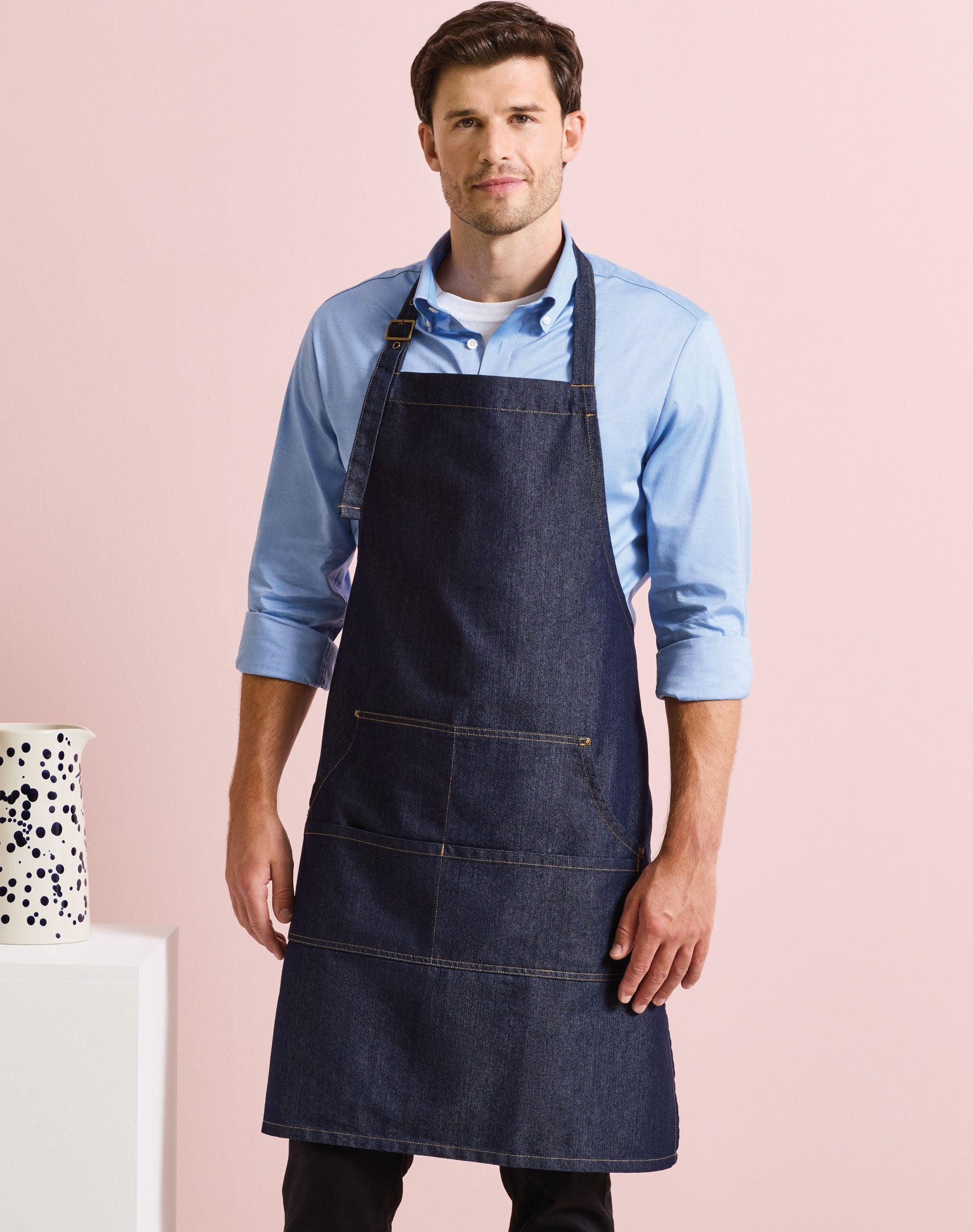 Jeans Stitch Denim Bib Apron