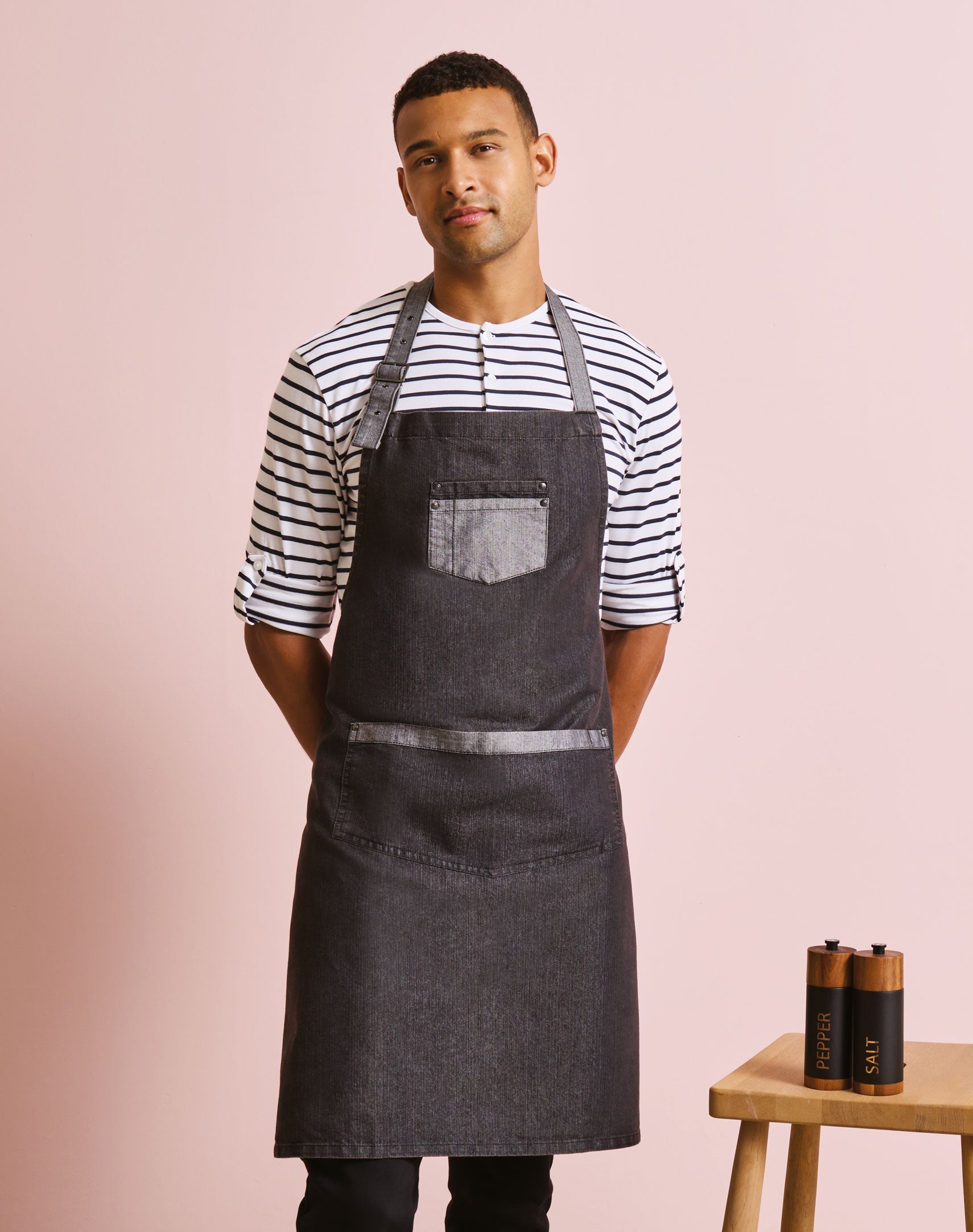 Contrast Denim Bib Apron