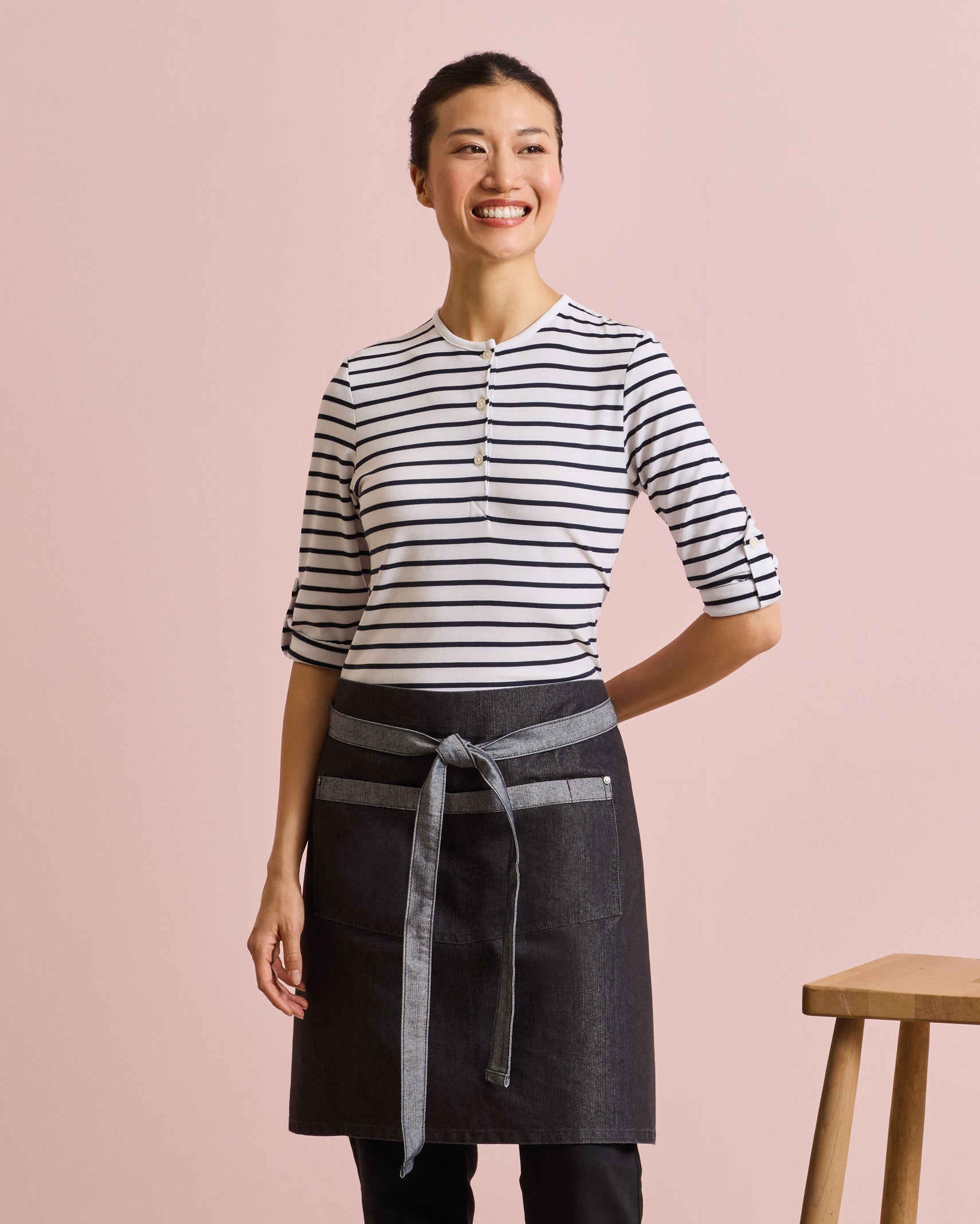 Contrast Denim Waist Apron