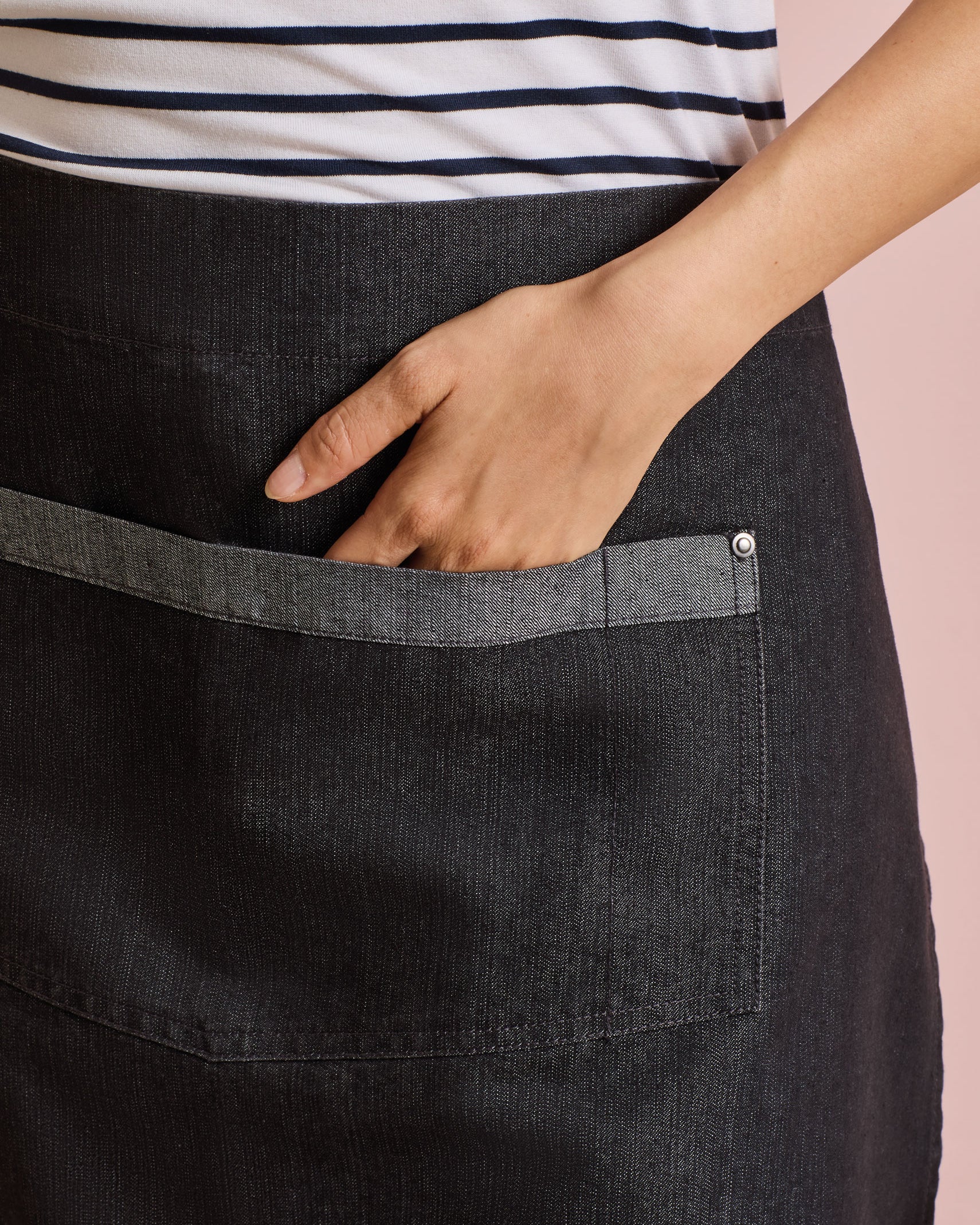 Contrast Denim Waist Apron