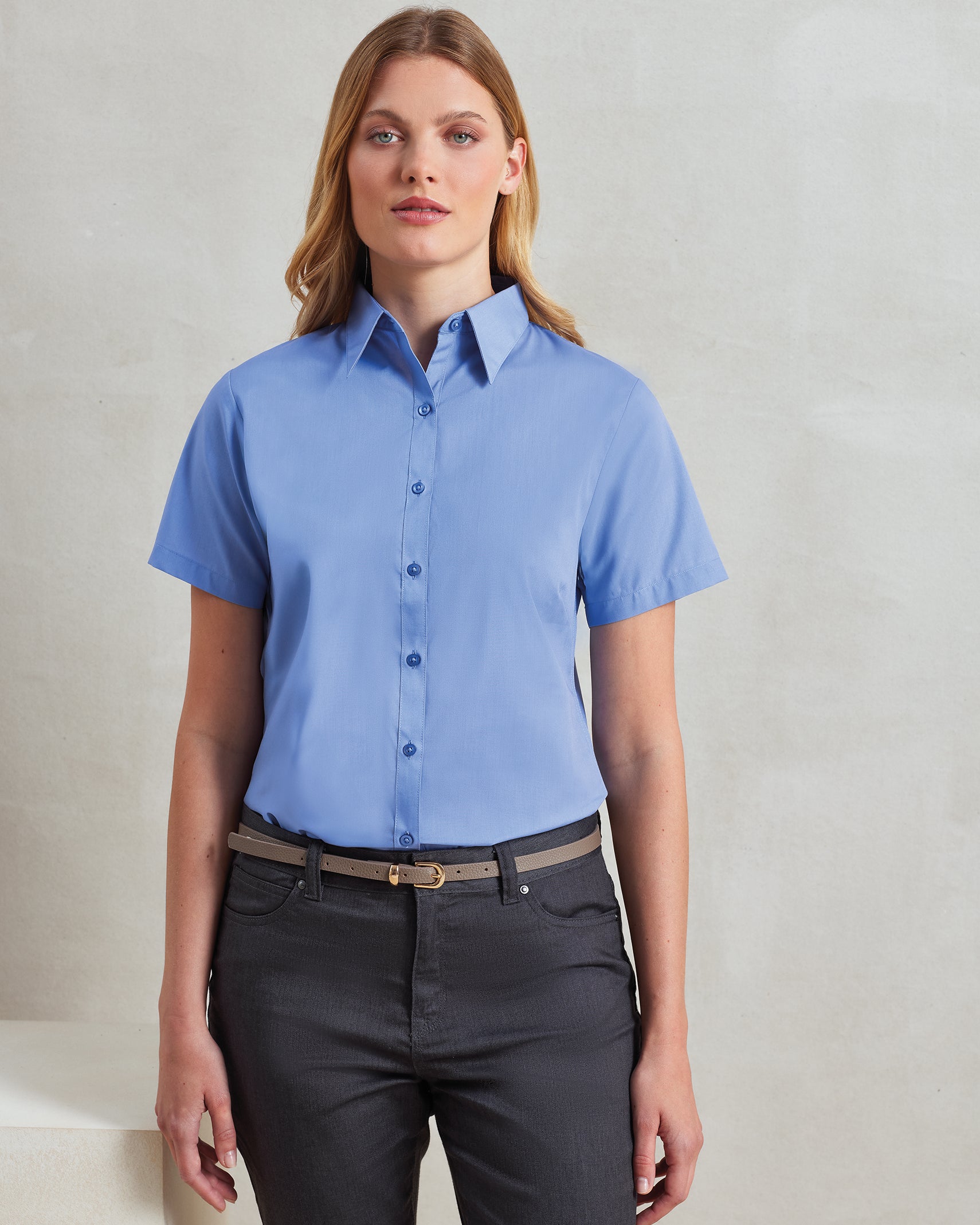 Women's Short Sleeve Poplin Blouse