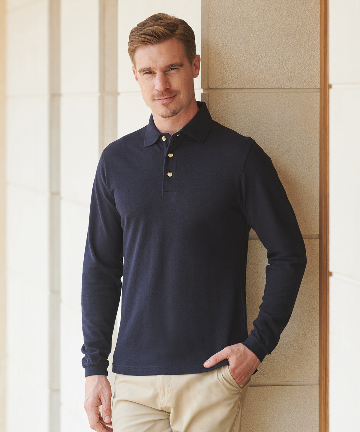 Long Sleeve Cotton Polo Shirt